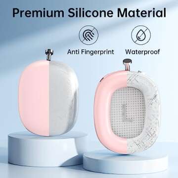 for AirPod Max Ear Covers, Soft Silicone Case Cover Kit for AirPod Max Ear Pad/Ear Cups/Headband, Anti-Scratch Protective Accessories for Apple AirPods Max Headphones (Pink)