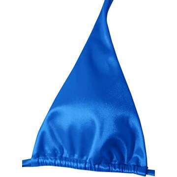 SOLY HUX Women's Metallic Halter Top Two Piece Swimsuit Tie Side Triangle Bikini Royal Blue M