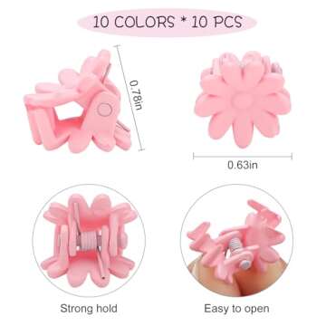 Vibrant 100Pcs Mini Flower Hair Clips - Cute Colorful Hair Accessories