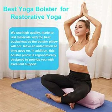 TokSay Yoga Bolster Pillow, Buckwheat Meditation Pillow with Velvet Washable Cover , Rectangular Meditation Cushion Used for Restorative Yoga (Pink)