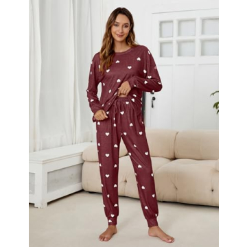 Cute Heart Print Pajama Set for Women - Cozy Loungewear