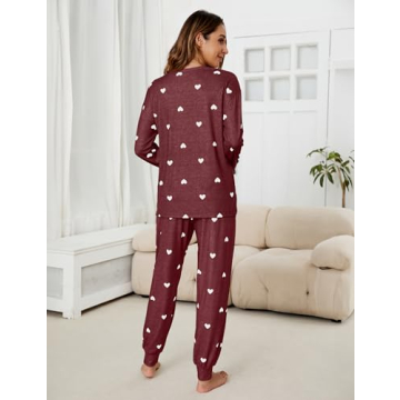 Cute Heart Print Pajama Set for Women - Cozy Loungewear
