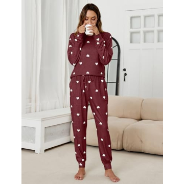 Cute Heart Print Pajama Set for Women - Cozy Loungewear