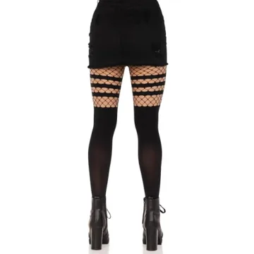Leg Avenue Women’s Striped Fishnet Thigh Highs