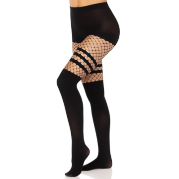 Leg Avenue Women’s Striped Fishnet Thigh Highs
