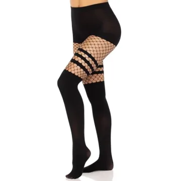 Leg Avenue Women’s Striped Fishnet Thigh Highs