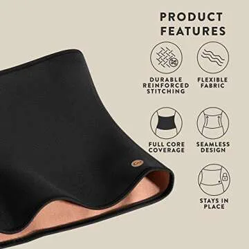 Copper Slim Waist Belt for Women - Workout Compression Belt Increases Sweat & Circulation (Black, M)