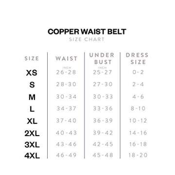 Copper Slim Waist Belt for Women - Workout Compression Belt Increases Sweat & Circulation (Black, M)