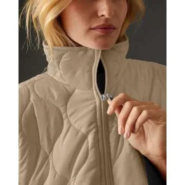 Fazortev Women's Puffer Poncho Pullover Quilted Jacket Short Sleeve Half Zipper Coat Cape Outerwear