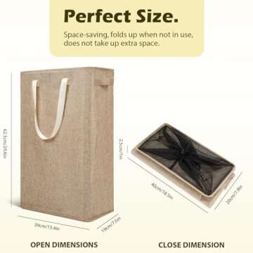 Odonata Slim Laundry Hamper: Perfect for Tight Spaces & Waterproof