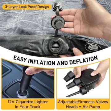 Umbrauto Inflatable Truck Bed Air Mattress for Full Size Short Truck Beds, 5.5-5.8ft, with Pump & Carry Bag. Perfect for Outdoor Adventures