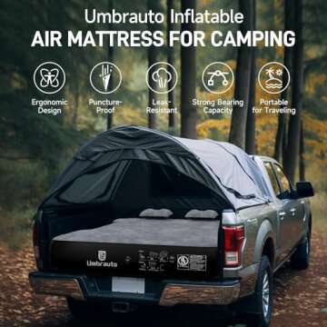 Umbrauto Inflatable Truck Bed Air Mattress for Full Size Short Truck Beds, 5.5-5.8ft, with Pump & Carry Bag. Perfect for Outdoor Adventures