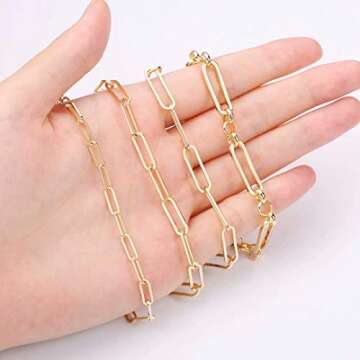 IEFRICH Gold Paperclip Chain Necklace – Dainty Choker for Women