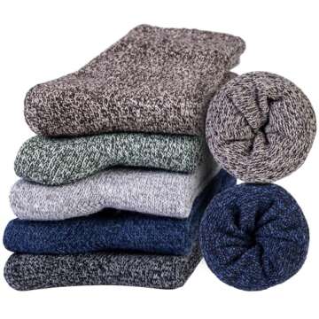 Loritta Womens Vintage Style Thick Wool Cozy Crew Socks, One size, 5 colors (Pure Color)