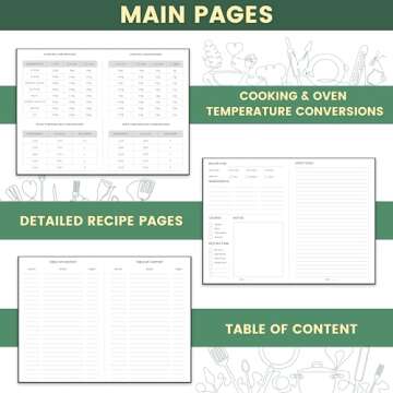 URSUNSHINE Recipe Book - Recipe Book to Write in Your Own Recipes, Perfect Blank Recipe Book with 69 Recipes, 6.4" x 8.5", Hardcover Personal Cook Book with Back Pocket - Green