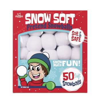 50-PK Fake Snowballs for Kids I Indoor Snowball Fight Set I Artificial Snowballs for Kids Indoor & Outdoor I Realistic White Plush Snowballs I Christmas Snow Decorations I Winter Family Games Balls