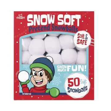 50-PK Fake Snowballs for Kids I Indoor Snowball Fight Set I Artificial Snowballs for Kids Indoor & Outdoor I Realistic White Plush Snowballs I Christmas Snow Decorations I Winter Family Games Balls