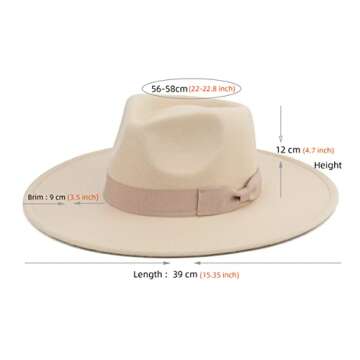 Pro Celia Big Wide Brim Women Fedora Hat (Peach-Rice)