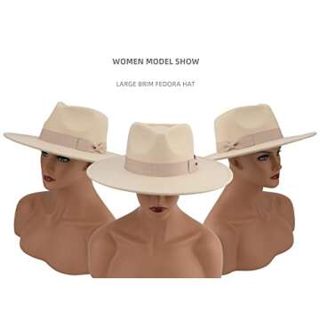 Pro Celia Big Wide Brim Woman Fedora Hat in Peach-Rice