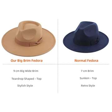 Pro Celia Big Wide Brim Woman Fedora Hat in Peach-Rice