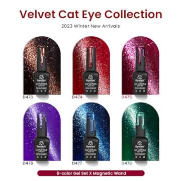 Beetles Cat Eye Gel Nail Polish Set 6 Colors, Glitter Red Shiny Brown Burgundy Purple Blue Green Magnetic Effect Sparkle Stunning Nail Gel Polish Gifts for Women, 2025 Limited Colors