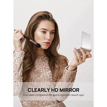 MIRRORNOVA Portable Folding Mirror, Ultra-Slim Durable Makeup Mirror, Small Tabletop Mirror for Travel, Aluminum Shell, Mini Size, 4.7"