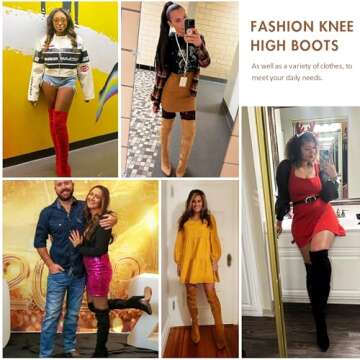 Vepose Women’s Thigh High Over The Knee Boots, Brown Suede Fashion Long 3.5 Inch Heel Boots 994 - ...