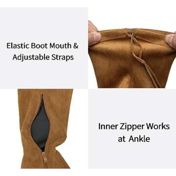 Vepose Women’s Thigh High Over The Knee Boots, Brown Suede Fashion Long 3.5 Inch Heel Boots 994 - with Zipper, Size 10M US, (CJY994 Camel 10)