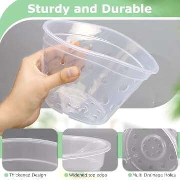 YOPIKUU Orchid Pot Set - 8 Pack of 3 In Clear Plastic Pots with Saucers