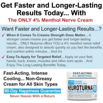 Neuropathy Nerve Relief Cream - Premium Nerve Cream 3X Action for Targeted Relief and Soothing Nerve Comfort - Maximum Strength with 4% Menthol Arnica MSM for Feet Hands Legs Toes & Back - Large 4 Oz