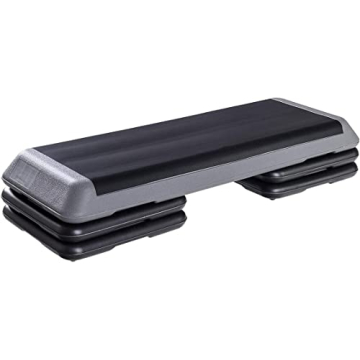 GYMAX Step Platform, 43'' Adjustable Exercise Equipment Aerobic Stepper with 4''-6''-8'' Risers for ...