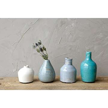 Creative Co-Op Blue Ivory Terracotta Vases Set of 4