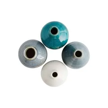 Creative Co-Op Blue Ivory Terracotta Vases Set of 4