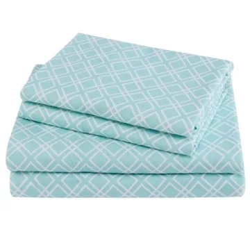 Comfort Spaces Cotton Flannel Breathable Warm Deep Pocket Sheets with Pillow Case Bedding, Queen, Aq...