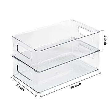 Stackable BPA Free Refrigerator Organizer Bins Set