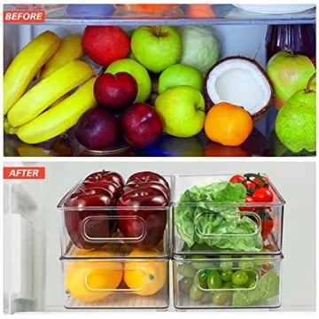 Stackable BPA Free Refrigerator Organizer Bins Set