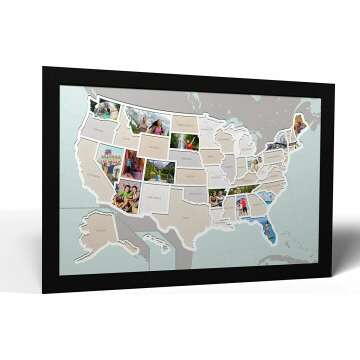 USA Photo Map - 50 States - Frame Optional - Made in USA