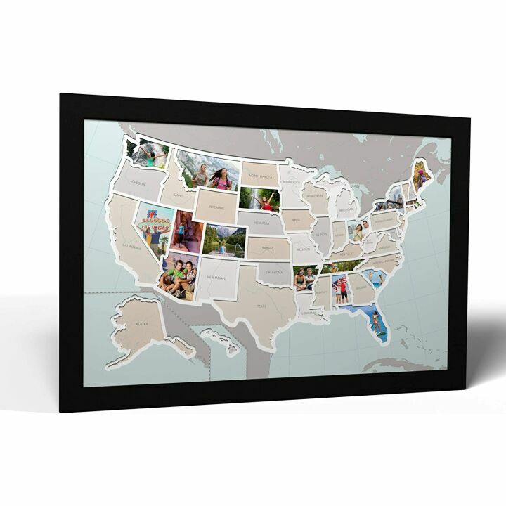 USA Photo Map - 50 States - Frame Optional - Made in USA