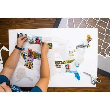 USA Photo Map - 50 States - Frame Optional - Made in USA