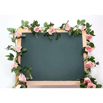 Yebazy 4PCS(30FT) Fake Rose Vine Garland Plants for Hotel Home Party Garden Craft Art Decor……
