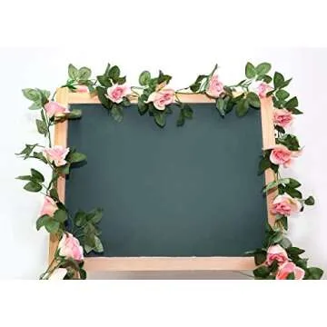 Yebazy 4PCS(30FT) Fake Rose Vine Garland Plants for Hotel Home Party Garden Craft Art Decor……