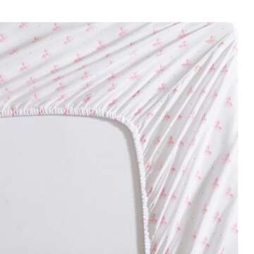 Laura Ashley - Kids Sheet Set, Ultra-Soft & Breathable Toddler Bedding with Matching Pillowcases, Wrinkle-Resistant, Ideal Girl Room Essentials (Lovely Bows Pink, Twin)