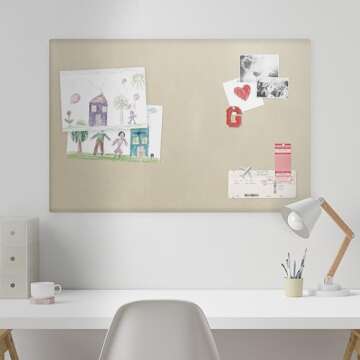 Fabric Bulletin Board Pinboard for Walls Thick & Stylish Frameless Display Notice Memory Board Office Home Elegant Decorative or School Organization Easy to Install (Sand, 24 x 36)