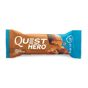 Quest Nutrition Pecan Hero Protein bar, Low Carb, Gluten Free, Chocolate Caramel,10 Count