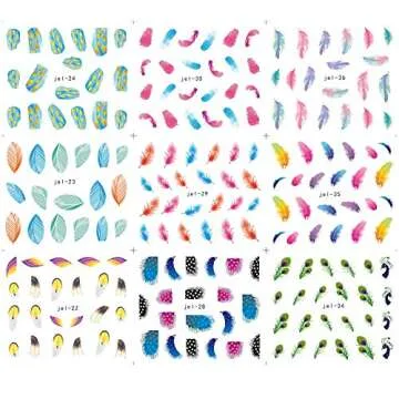 Nail Art Stickers for Women - 48 Sheets of Flower & Lip Designs