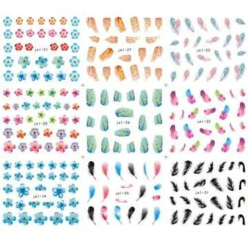 Nail Art Stickers for Women - 48 Sheets of Flower & Lip Designs