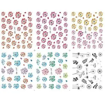Nail Art Stickers for Women - 48 Sheets of Flower & Lip Designs