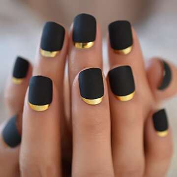 Stylish Matte Black Press on Nails by iMABC - 24pcs Nails Set