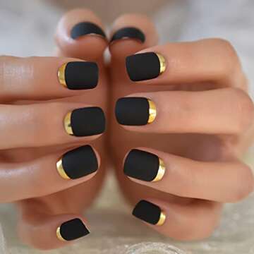 Stylish Matte Black Press on Nails by iMABC - 24pcs Nails Set