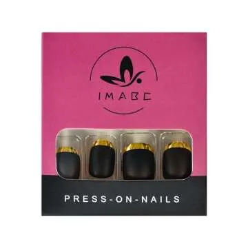 Stylish Matte Black Press on Nails by iMABC - 24pcs Nails Set